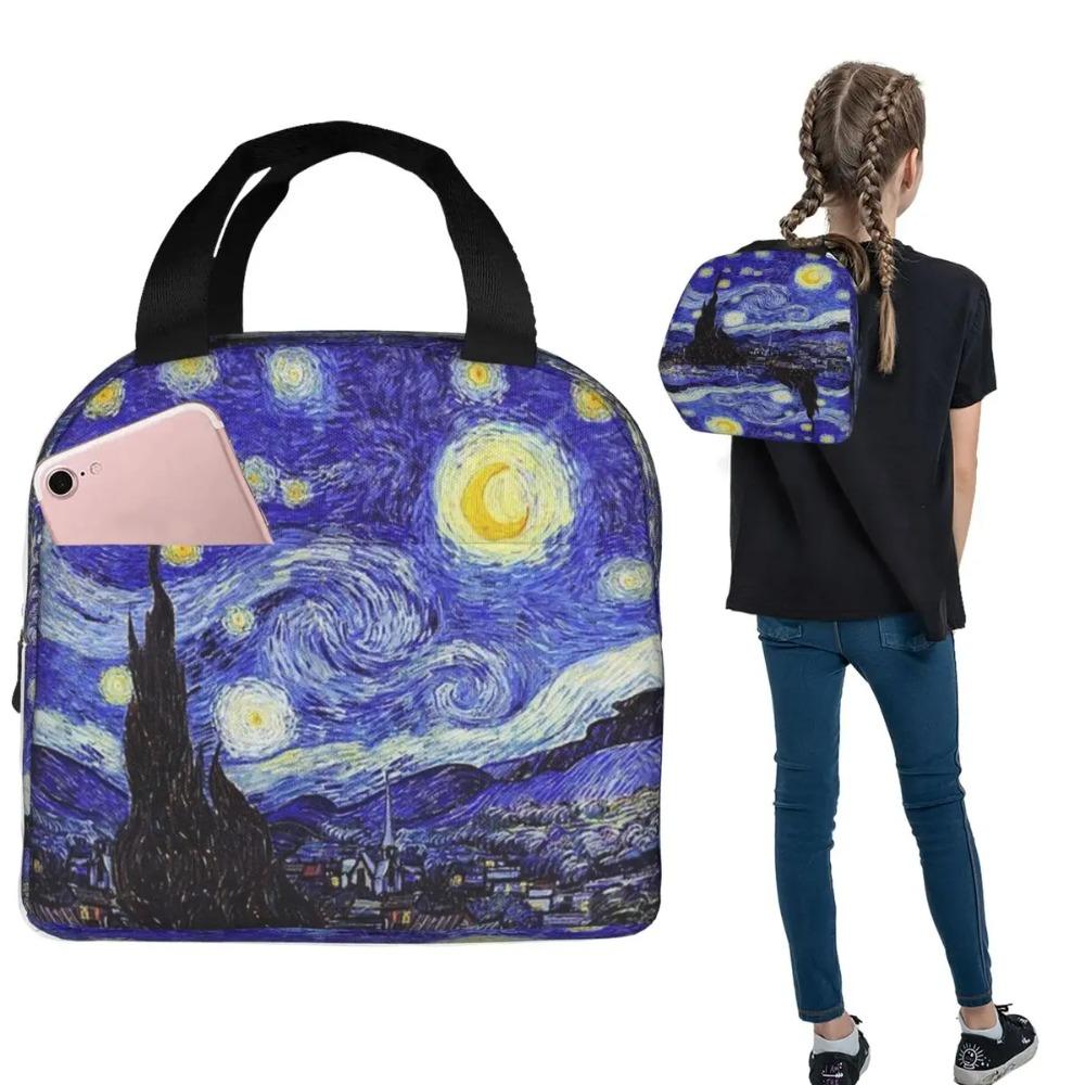 A Starry Night Van Gogh Mountain Inspiration Insulated Lunch Bag for Women Children Portable Food Boxes Thermal Lunch Box Tote