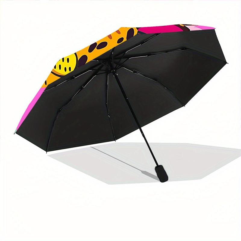 1pc Leopard Print Automatic Open/close Folding Umbrella, Compact Portable Travel Umbrella, Perfect Birthday/Christmas, Cute Umbrella, Durabl