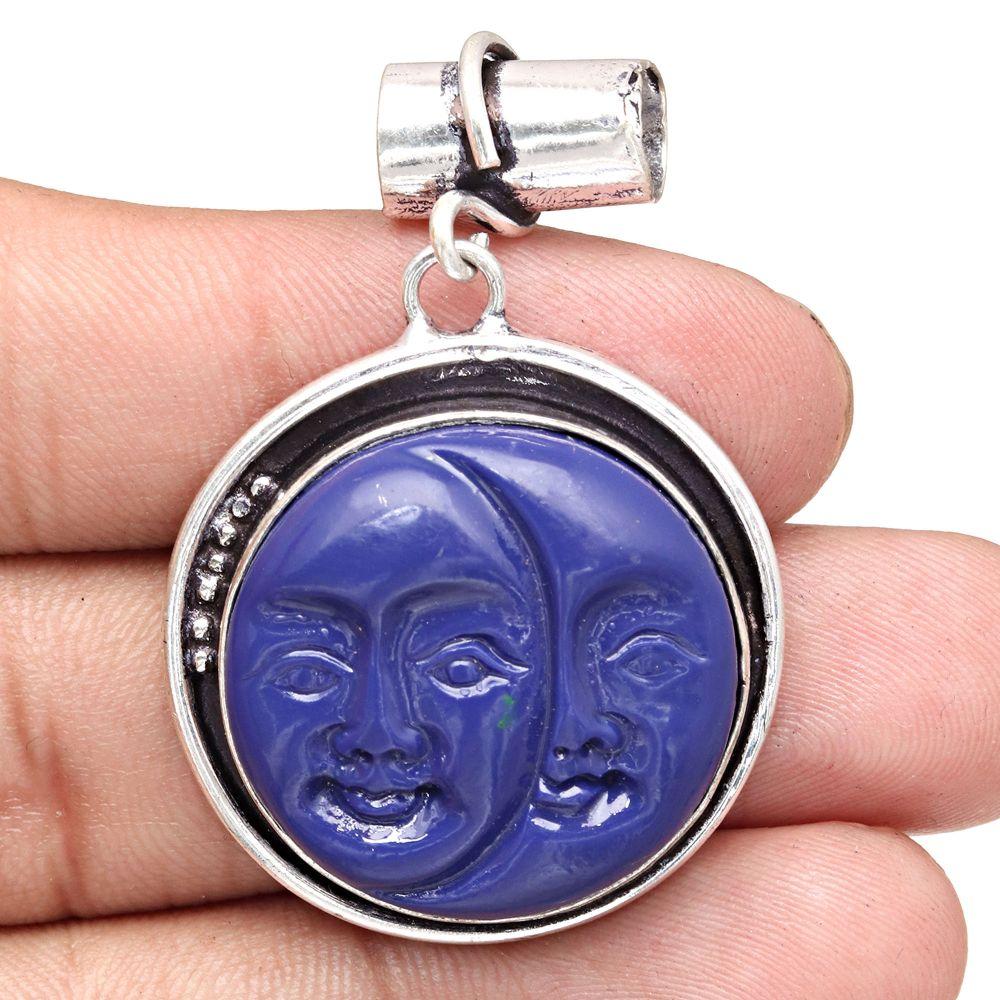 Pendant Blue Fire Labradorite Gemstone Mother'Day Silver Jewelry 1.75"