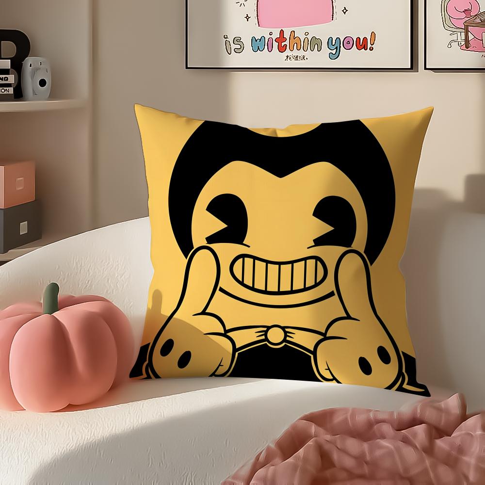 American Game BBendy and the Ink Machine Cushion Cover Pillowcase Short Plush Invisible Zipper Room Sofa Cushion Cover