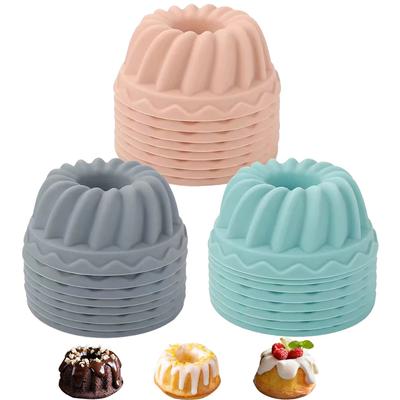 12 st/set Mini Kakform Non-Stick Silikon Muffinspapper Pumpform Form Donuts Majsbröd Geléer Dessert Bakplåt