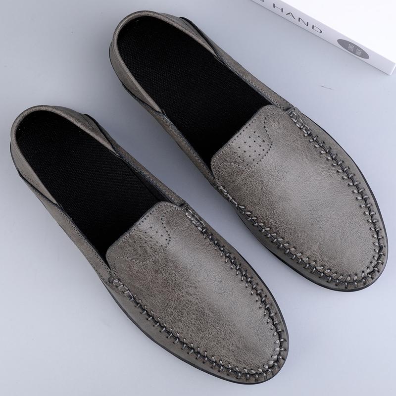 Men's Fashion Leather Shoes Four Season Soft Sole Non Slip Outdoor Plus Size Casual Leather Shoes Business Party Joker Tide Shoe
