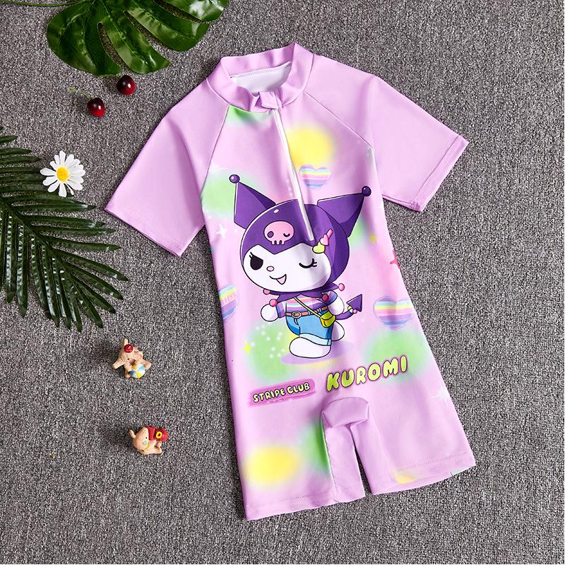 2025 Summer New Kids' Cartoon Swimsuit: Girls' One-Piece or Boys' Short-Sleeved Suit