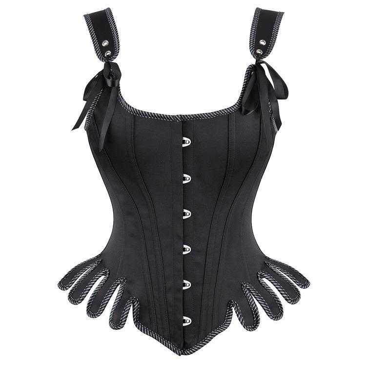 Retro Fan-Shaped U-Neck Waist Tightening Corset with Steel Boning