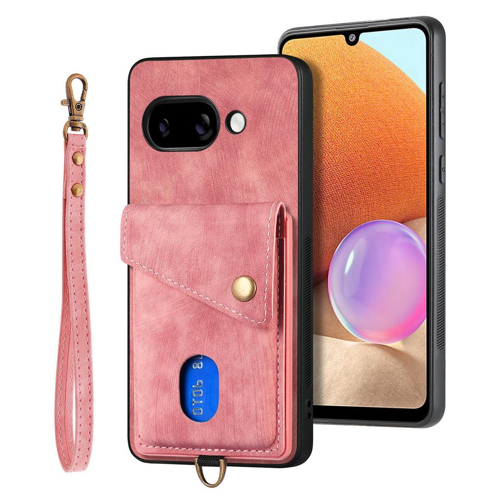 For Google Pixel 9a Case with Card Holder Kickstand Leather Phone Back Cover