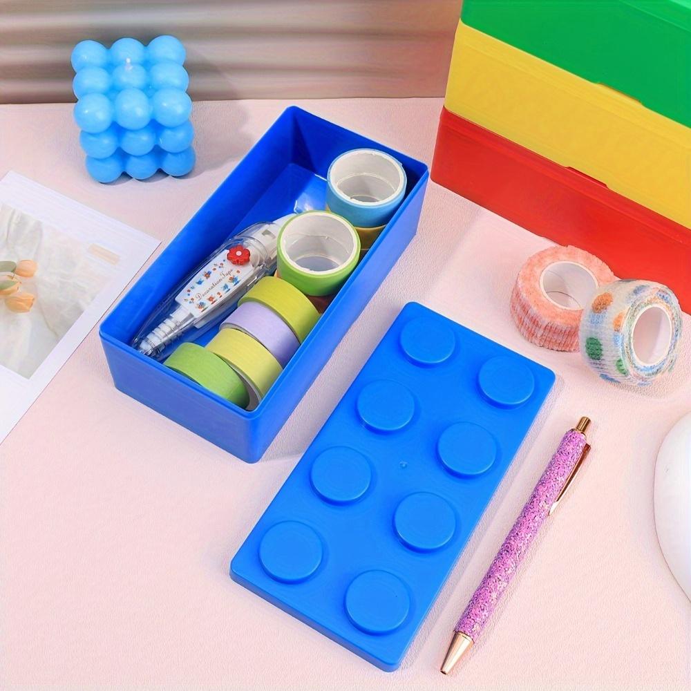 Rectangular Building Blocks Pencil Case,Campus Style Stationery Organizer Box,Desktop Storage Box,Office Storage Box