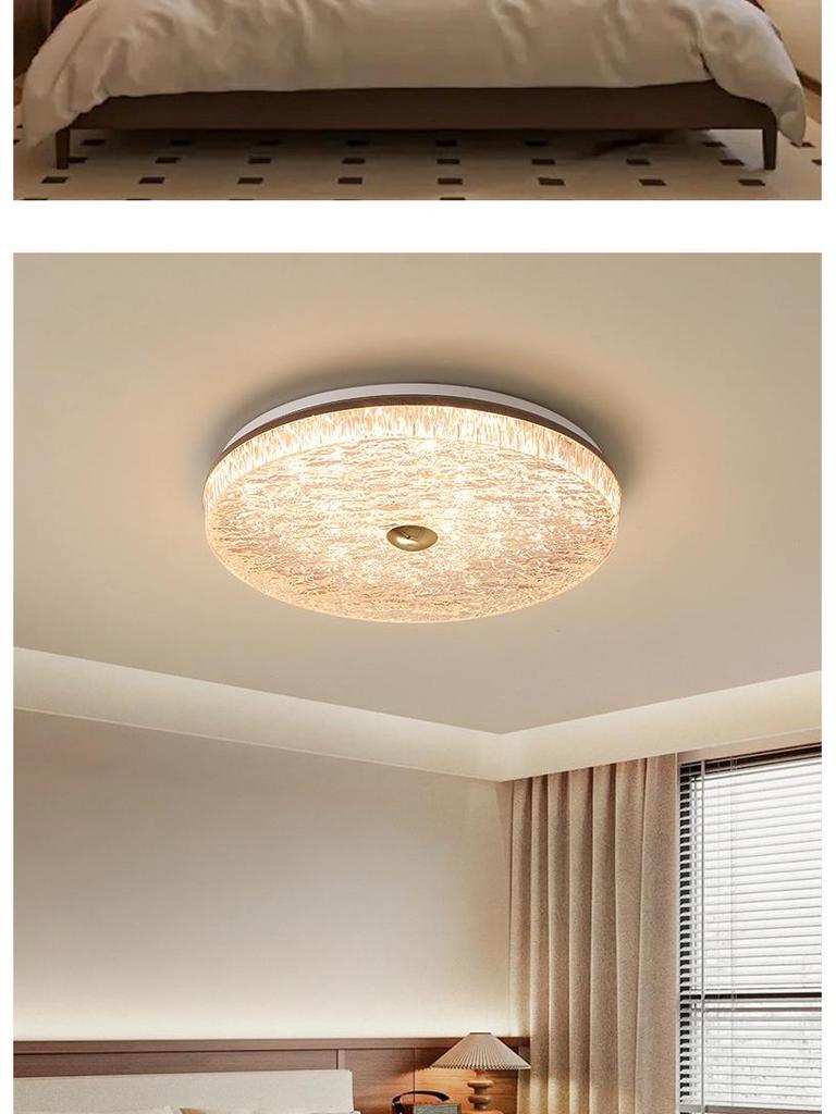 Modern Italian Minimalist Ceiling Light, Walnut Finish, Full Spectrum Eye Protection for Bedroom & Study