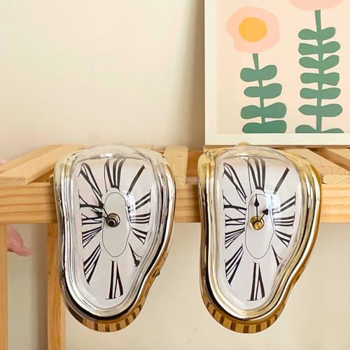 Dali's Soft Clock, Interior Decor, Table Clock, 90-Degree Turned Art Clock, Stylish Idea Item, Analog Clock (Black)
