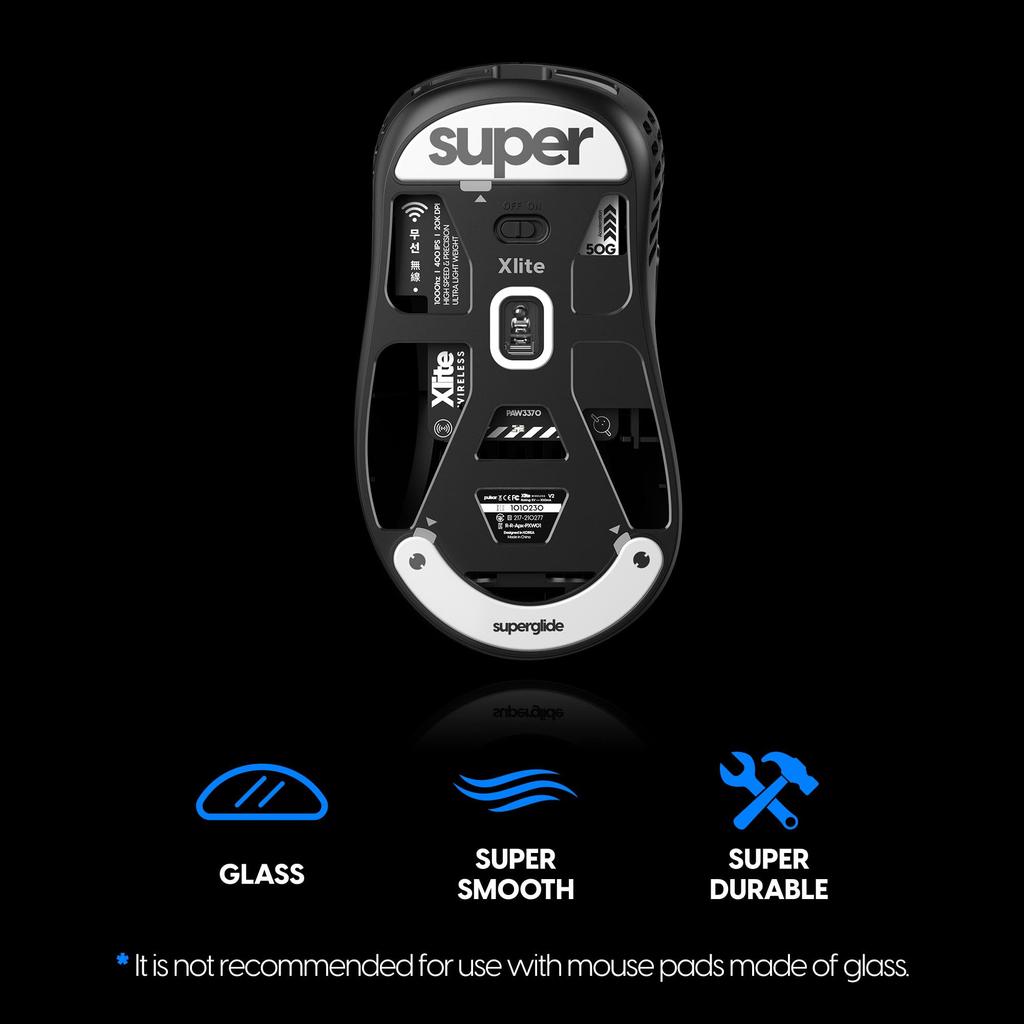 Superglide2 (Type C) Mouse Feet for Pulsar Xlite V2Xlite V2mini Wireless Mouse [Tempered Glass Material, Rounded Edges, High Durability, Low