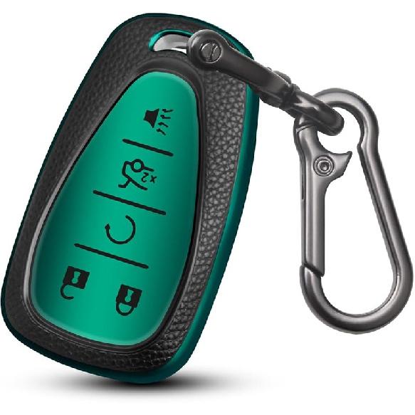 for Chevy Key Fob Cover, 5 Button Key Case for Chevrolet Equinox Malibu Trailblazer Traverse Volt Bolt, Red