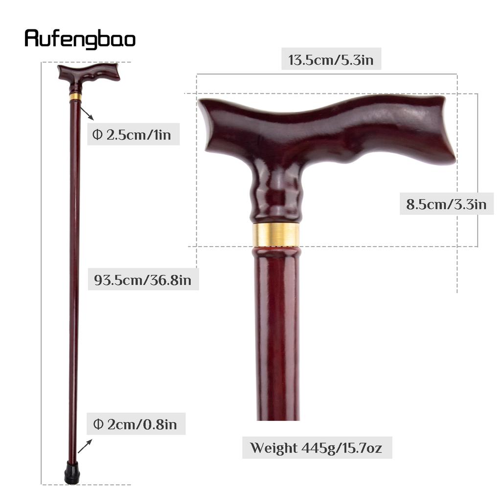 Red Wooden Single Joint Fashion Walking Stick Decorative Cospaly Party Walking Cane Halloween Mace Crutch  Wand Crosier 93cm