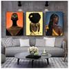 African Art Black Girl Woman Portrait Painting On Canvas Cuadros Poster and Print Scandinavian Wall Art Picture for Living Room