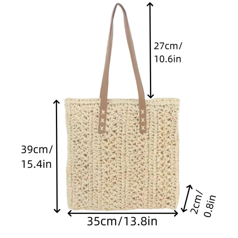 

Новая соломенная сумка с полым плечом, простая плетеная вручную сумка, женская праздничная пляжная сумка, портативная сумка-тоут большой вместимости zipper