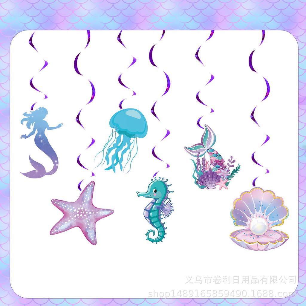 Fish Scale Theme Party Supplies Decoration Birthday Tableware Fish Tail Arrangement Flag Paper Towels Paper Cups Tablecloth Paper Plate Modeling