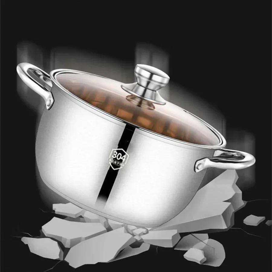 SUS304 Stainless Steel Double Layer Thickened Household Cage Drawer Steamed Mantou Small Steamer Soup Pot Stew Pot