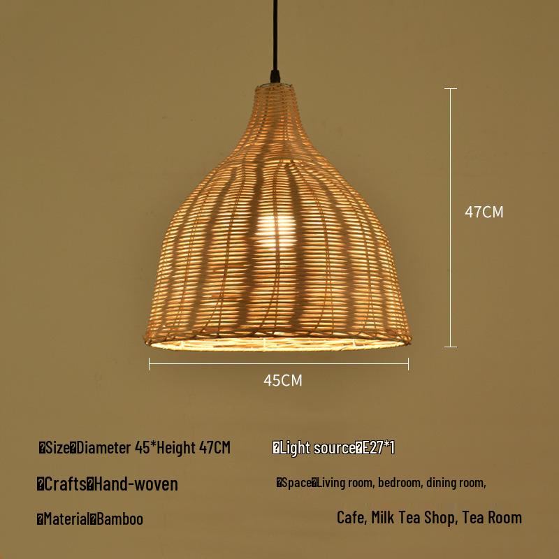Zen Bamboo Pendant Lamp: Rattan Woven Japanese Tea Room Light