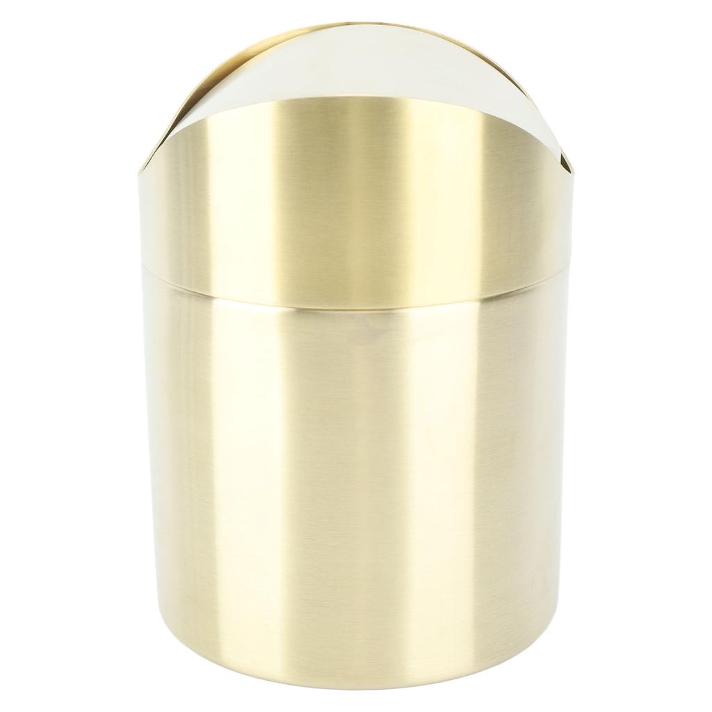 Desktop Trash Can 304 Stainless Steel Fingerprint Proof Compact Space Saving Mini Countertop Trash Can for Office Gold