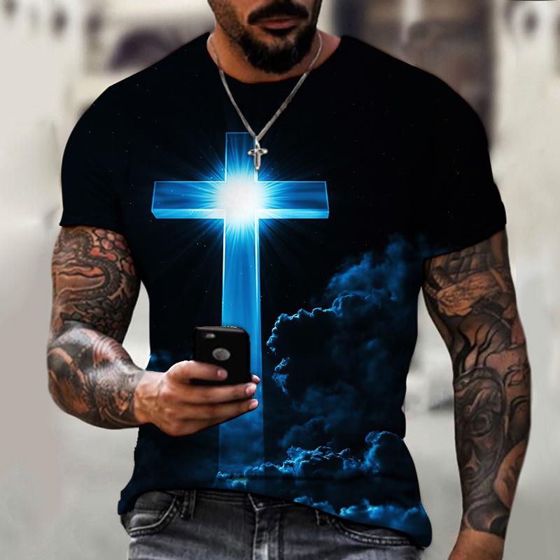 Summer Fashion 3D T-shirt Jesus Print Faith Love Hope Men Casual T Shirt Short Sleeve Plus Size Shirt