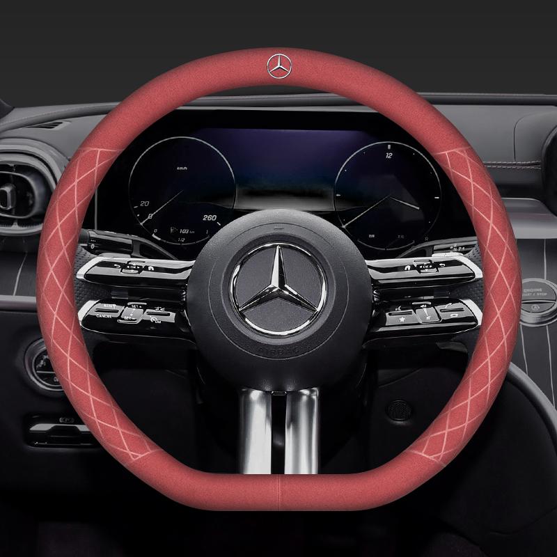 

GLC GLB Car Emblem Steering Wheel Cover Suede Direction Tray Protective Case For Mercedes Benz AMG GLC GLK W205 W203 W206 W220