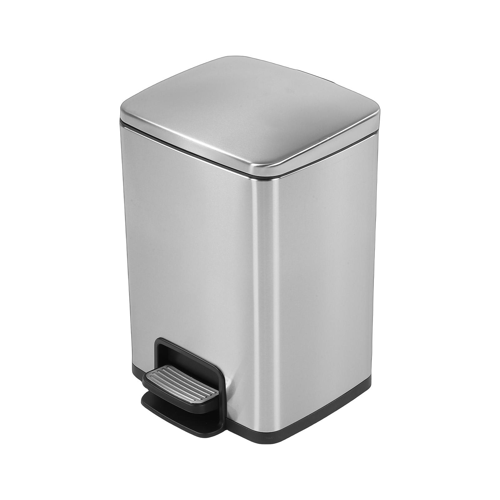 20L Stainless Steel Trash Can,   Kitchen Waste Bin with Soft Close Foot Pedal and Removable Inner Bucket, Space Saving for Home,  , Bathroom