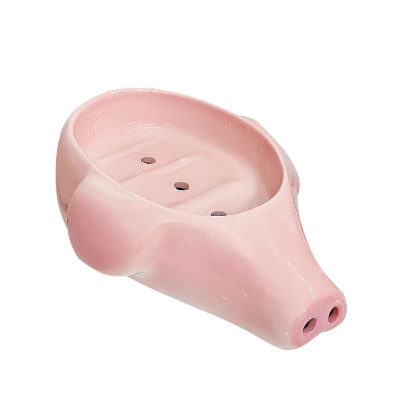 

Креативная и забавная мыльница в виде пятачка, бытовая, для ванной комнаты, для столика для мытья рук, без сверления, с дренажем, керамическая подставка для мыла