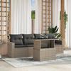 5 Piece Garden Sofa Set with Cushions Light Grey PE Rattan