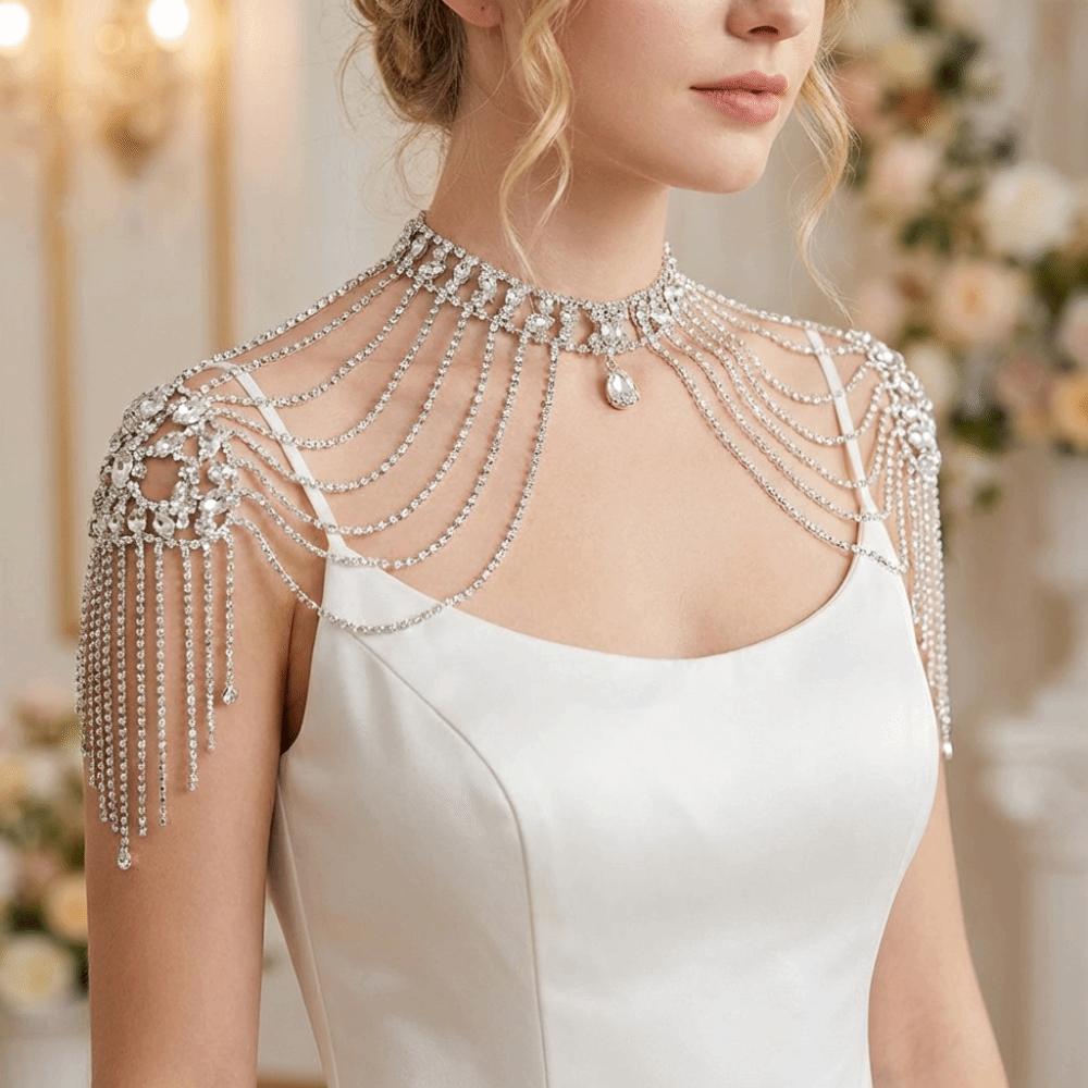 Luxurious Design Rhinestone Shoulder Necklace Shoulder Body Chain  Wedding Ceremony
