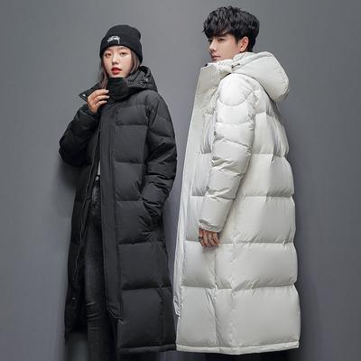 Paar Lange Schwarz Weiß Unten Baumwolle Jacke Winter Herbst Verdickung Warme Frauen Unten Jacke Lange Lose Männer Unten Mantel