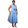 Plus Size Women's Light Blue Elegant V-neck Dress 3D Floral Formal Party Evening Gown