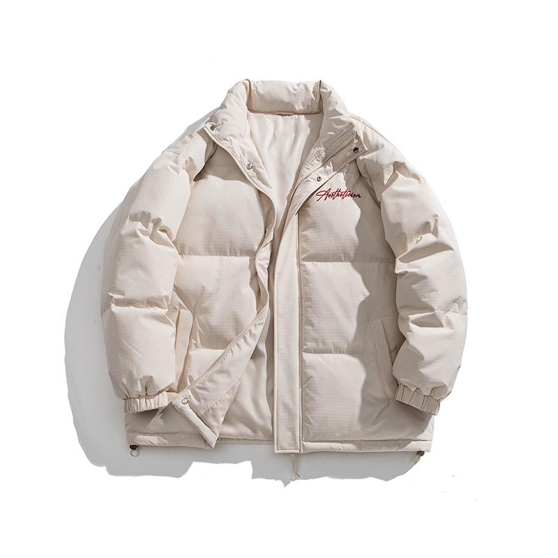 Men's Stand Collar Winter Cotton Jacket - Thickened, Loose-Fit, Trendy Down Outerwear