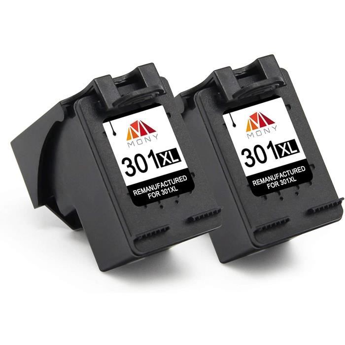 CARTOUCHE IMPRIMANTE Mony Remanufacturéd Cartouches d'encre Remplacement pour HP 301 XL 301XL (2 Noir) Compatible avec HP 333
