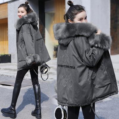 Women's Clothing Parka Winter Petite Fleece Lining Thicken Design Fur Collar Cargo Coat Cotton Jacket Hooded Outerwear