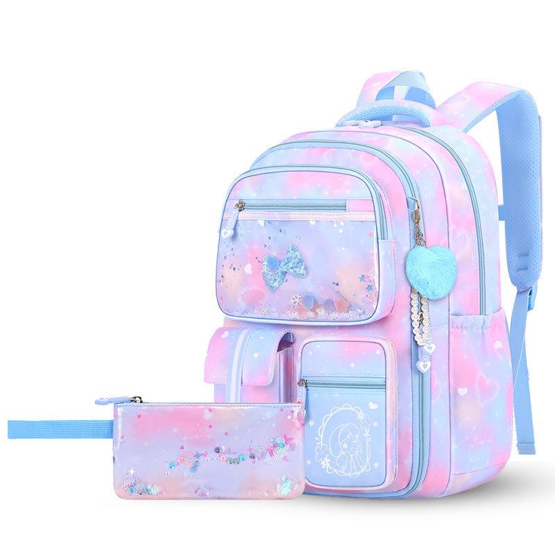 Zaino scolastico, Livello di apertura porta frigorifero da 1 a 6, Zaino ultra-leggero per ragazze Riduzione del carico Protezione della colonna vertebrale Livello 1 Zaino scolastico leggero