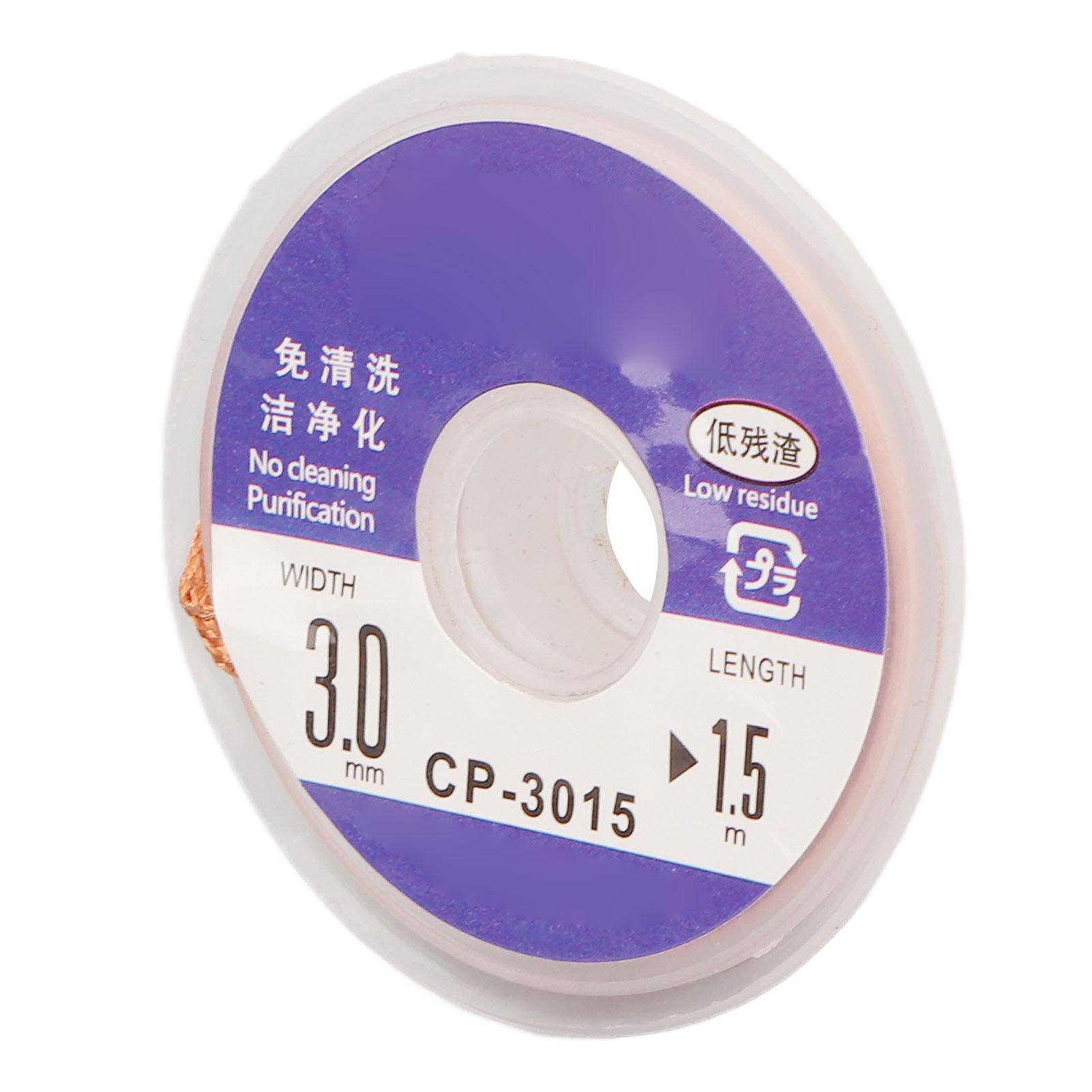 

Solder Wick Low Residue Tin Removing No Clean Soft Desoldering Wick Braid 1.5m Length for PCB CP