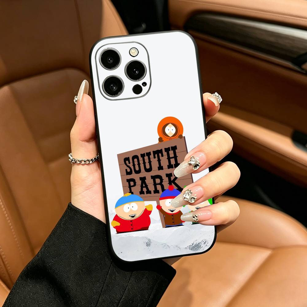 Cartoon S-South P-Park Phone Case For iPhone 17,16,15,14,13,12,11 Pro Max,16Plus,XS Soft Black Cover iPhone17air