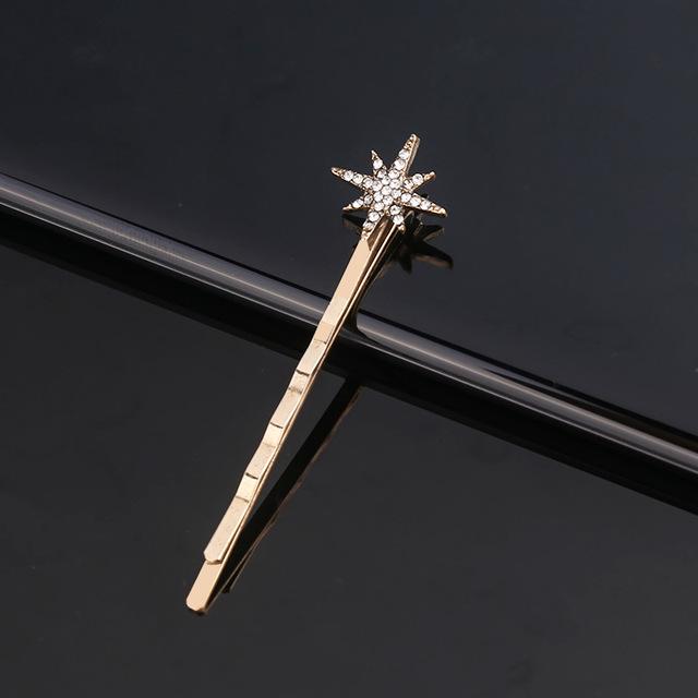 New Ancient Silver Color Star Rhinestone Hairpin Vintage Women Hair Clip Moon Star Hair Pins Accessories Wedding Hair Jewelry