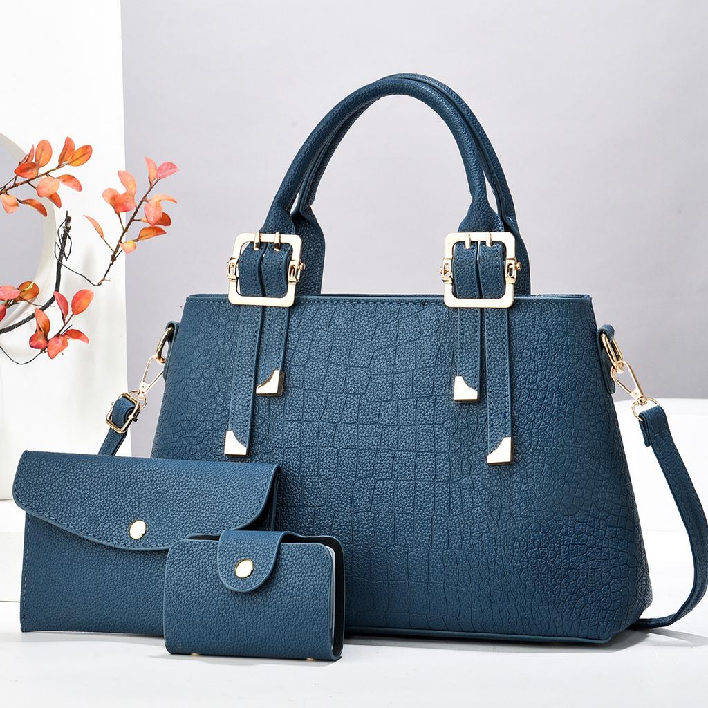 Women's Top-Handle Bag with Wristlet Wallet, Vegan Leather Satchel Tote Handbag Purse Female Shoulder Bag with Clutch