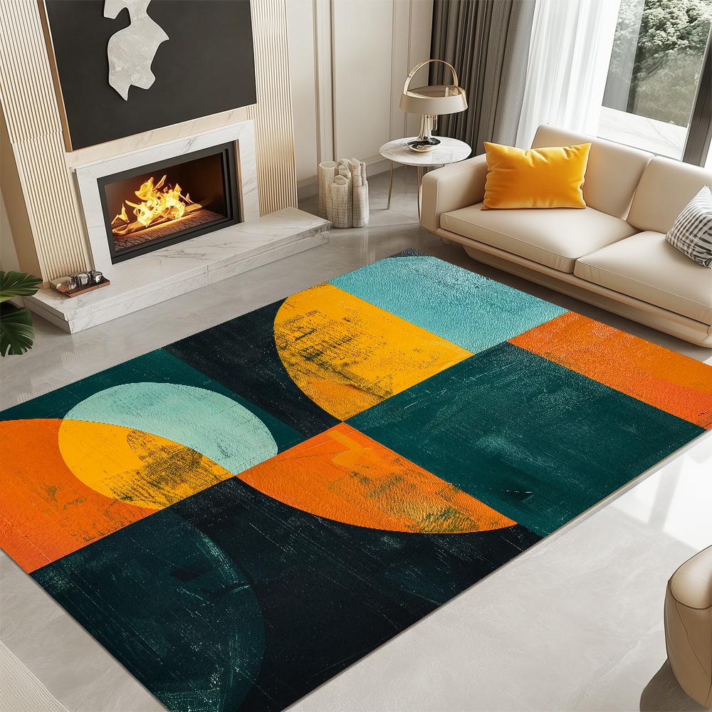 Modern Abstract Geometric Rug Non Slip Washable Area Carpet for Living Room Bedroom Dining Room Coffee Table Home Decor