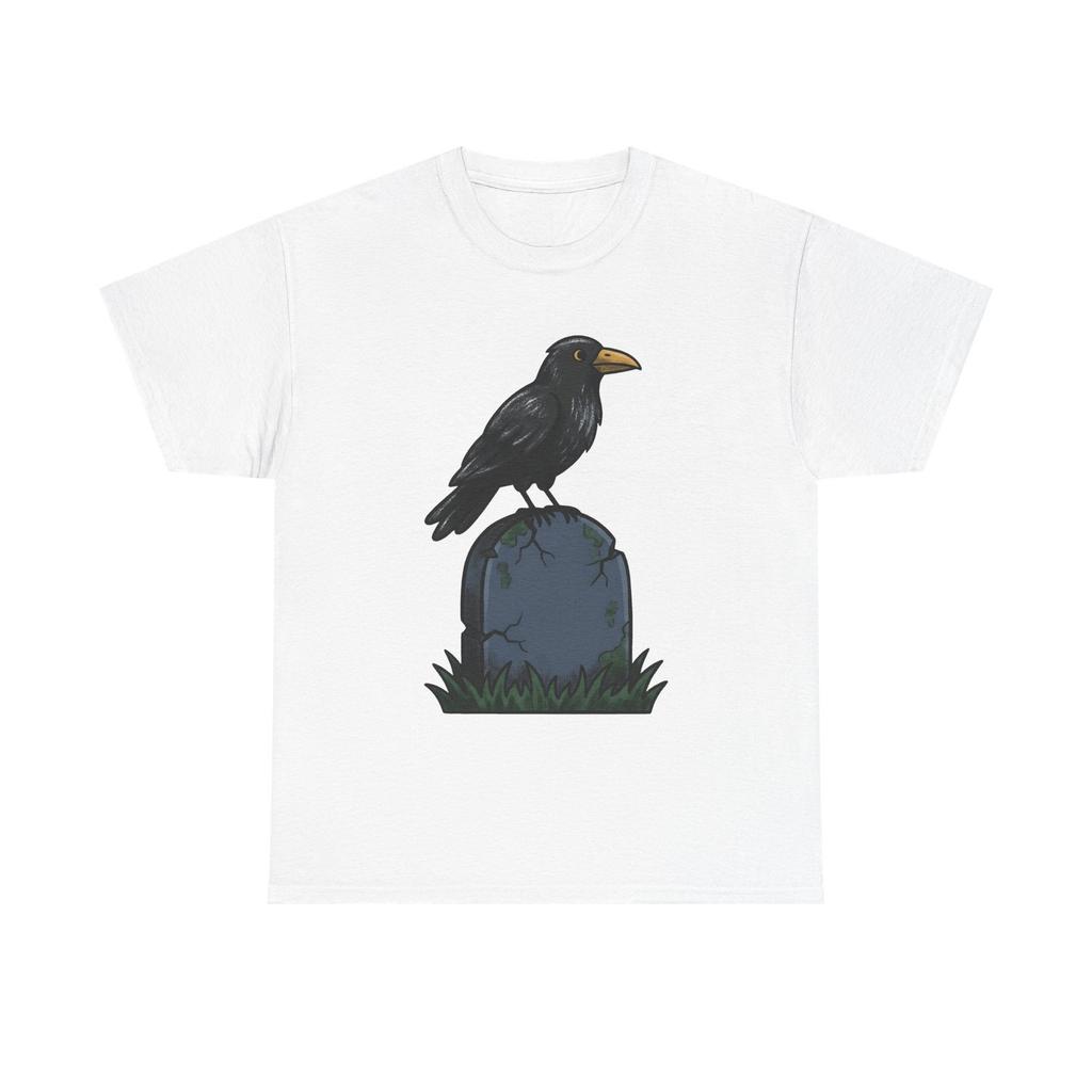 Raven Gravestone Shirt Halloween Horror Gift Women Sketch Tee Tombstone T-Shirt