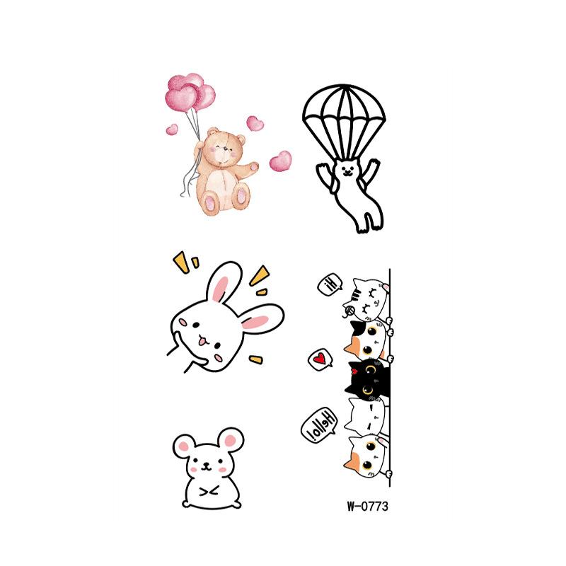 Beauty Stickers Cartoon Tattoo Stickers Children Cute Animals Waterproof Tattoo Stickers Temporary Holiday Party