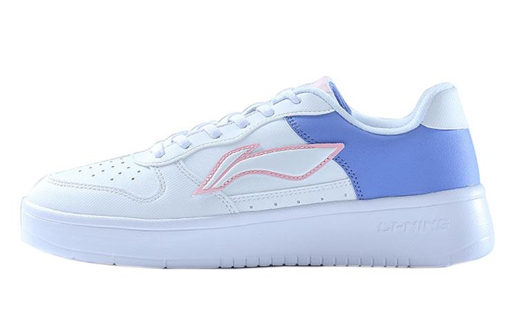 Li Ning Sports Life Collection Skateboard Shoes Women's Low Top Light Iris White AGCQ578-5
