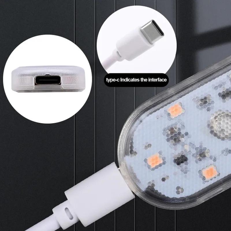 1Pcs LED Car Mini Touch Light Car Roof Magnet Camper Car Interior Lighting USB Charging Portable Auto Roof Reading Night Lamp