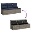 Garden Sofa with Cushions 3 Seater Gray Poly Rattan