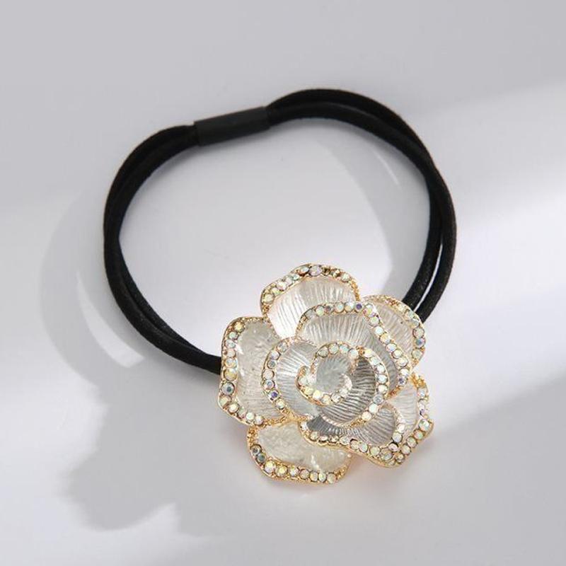 

1 шт. Новое женское кольцо для волос Милая резинка для волос с бриллиантом Роза Цветок Повязка на голову Нескользящая Не выдергивающая волосы Эластичная лента для волос Аксессуар для волос