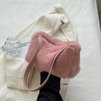 Pluszowa mała kwadratowa torba jesień zima nowa uniwersalna prosta torba typu crossbody vintage jednolity kolor damska torebka na jedno ramię