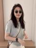 Plus Size Korean Style Casual Summer Outfit: Knit T-shirt & Wide Leg Pants Set for Women