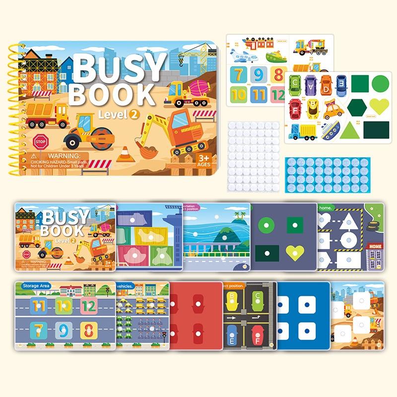 Travel-Friendly Busy Book for Kids with 4 Cartoon Themes for Quiet DIY Sticker Fun