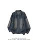 American High Street Tie-Dye Distressed Denim Jacket - Loose, Versatile Zipper Outerwear for Spring & Autumn