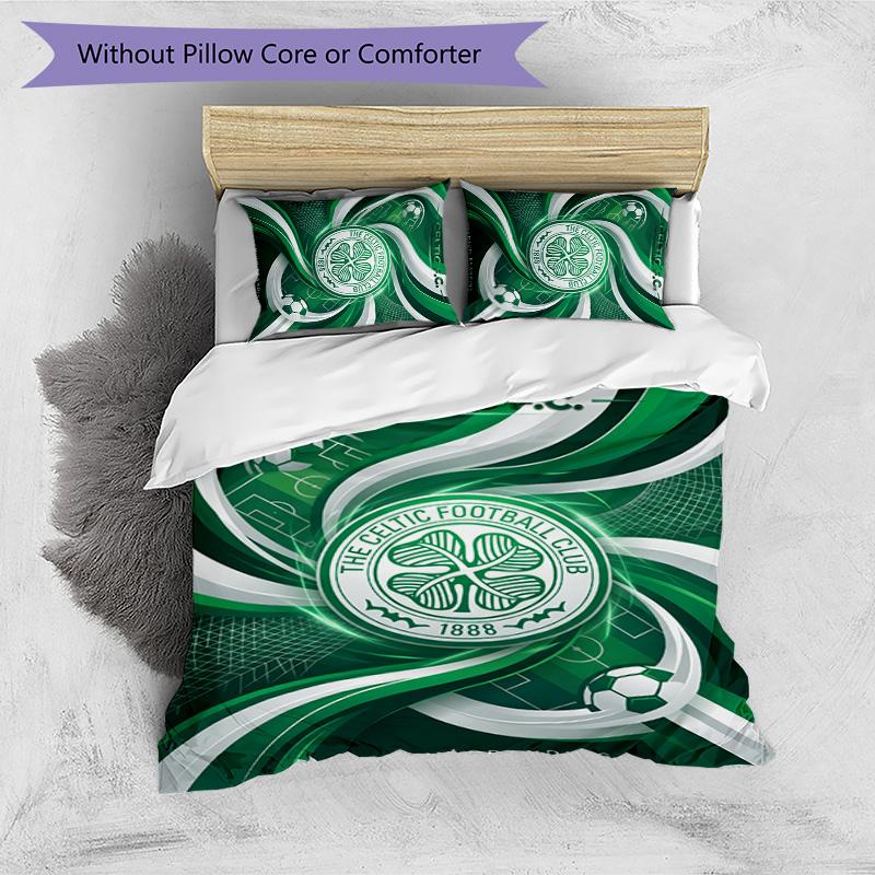 Set Biancheria da Letto Celtic FC Stampato 3 Pezzi Copripiumino Traspirante con Federe Biancheria da Letto Decorativa per Camera da Letto Casa