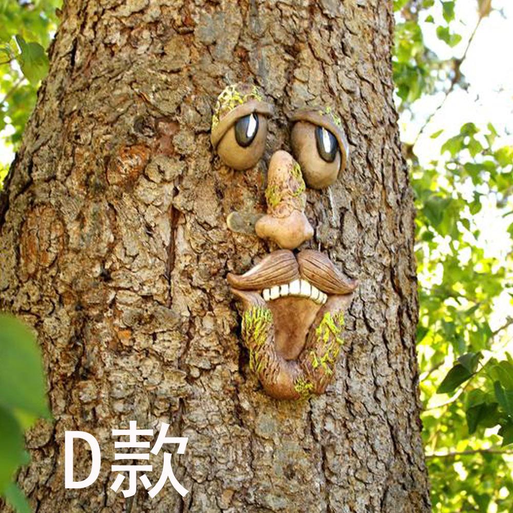 Tree Bark Luminous Tree Face and Monster Facial Features Resin Ornaments Easter Outdoor Creative Ornaments Decoration